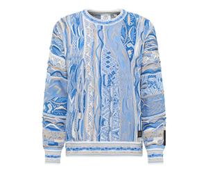Carlo Colucci - Pull en tricot avec motif frappant - Homme - Pulls - Bleu - Taille: 3XL
