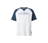 Carlo Colucci T-Shirt 'Fara' gentiane / blanc, Taille S