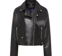 Carlo Colucci - Veste de motard oversize en cuir - Femme - Vestes - Noir - Taille: 44 FR
