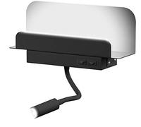 Carlo Milano Étagère Murale avec Lampe de Lecture et Port de Chargement USB - Noir