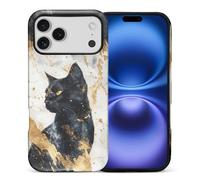 CARLOCA Compatible avec iPhone 17 Pro Max Coque intégrale mate pour fille et garçon, coque rigide antichoc pour iPhone 17 Pro Max, motif tendance, chat noir, blanc, marbre doré
