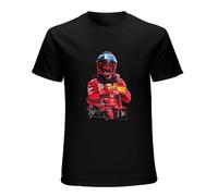 Carlos SAINZ Charles Leclerc Black Mens Racing Mens Tee 100% Cotton Short Sleeve T-Shirt Black XL