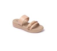 Carlton London Sandales confortables pour femme, plates, bout rond, à enfiler, tendance pour un usage quotidien, le bureau, une utilisation décontractée, beige, 5 UK