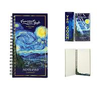CARMANI - Carnet à spirale avec couverture de carte, bloc-notes de bureau à carreaux à spirales imprimé avec Vincent Van Gogh, la nuit étoilée