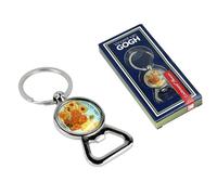 CARMANI - Décapsuleur avec porte-clés, décapsuleur à main pour bière, boisson, soda et porte-clés imprimé avec Vincent Van Gogh, tournesols dans un vase