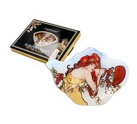 CARMANI - Élégant Tea Bag Holder Plat en forme Théiere, décoré avec 'Quatre saisons ÉTÉ' d'Alphonse Mucha