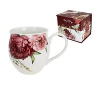 CARMANI - Grande tasse en forme de tonneau pour thé, café, chocolat chaud dans une boîte cadeau, décorée de fleurs de jardin 450 ml