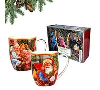 Carmani - Lot de 2 tasses de Noël, tasses festives pour thé, café, chocolat chaud, décorées sur le thème de Noël, 400 ml