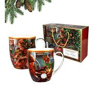 Carmani - Lot de 2 tasses de Noël, tasses festives pour thé, café, chocolat chaud, décorées sur le thème de Noël, 400 ml