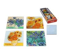 CARMANI - Lot de 4 dessous de verre résistants à la chaleur imprimés avec Vincent Van Gogh, iris dans un vase, tournesols, tournesols dans un vase, iris