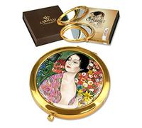 Carmani - Plaqué Or Bronze Poche, Compact, Voyage, Miroir décoré avec de la Peinture de Klimt 'Danseur'