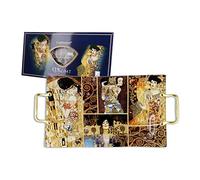 CARMANI - Rectangulaire de verre carrée, Plateau avec poignée imprimé avec Gustav Klimt 'The Kiss' de la peinture 39.7x24.8cm