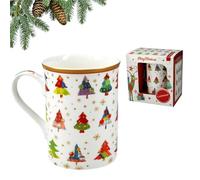 CARMANI - Tasse de Noël, tasse festive pour thé, café, chocolat chaud décorée avec thème de Noël, 375 ml