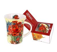 Carmani - Tasse en porcelaine décorée avec des coquelicots rouges et des marguerites par Vincent Van Gogh 350 ml