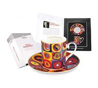 CARMANI - Tasse et soucoupe de thé, Fine Bone China, avec Wassily Kandinsky "Carrés aux cercles concentriques" 250ml