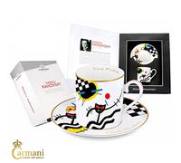 CARMANI - Tasse et soucoupe de thé, Fine Bone China, avec Wassily Kandinsky "Des sons contrastés" 250ml