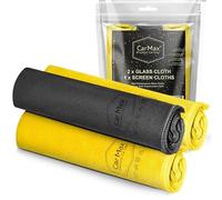 CarMax® Chiffons de nettoyage pour vitres et écrans tactiles, 2 chiffons de nettoyage non pelucheux haute performance pour vitres et miroirs, 1 chiffon en microfibre super doux avec finition daim pour
