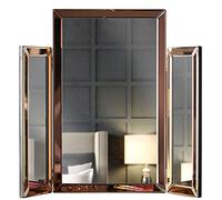 CARME Paloma Miroir de Luxe à Trois Volets Table Pliante sur Pied Design en Verre biseauté - Cadre à Onglet Moderne - pour vestiaire de Chambre à Coucher - Cosmétique - Maquillage - Cheveux (Or Rose)