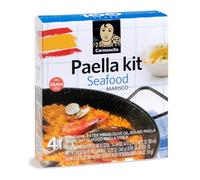 Carmencita Kit de paella aux fruits de mer - Kit complet pour 4 personnes avec riz, huile d'olive et bouillon déshydraté pour assaisonnement traditionnel de paella, kit de cuisine espagnole sans