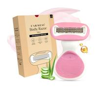 Carmesi Body Razor Rasoir à 5 lames pour femme - Bande lubrifiante pour épilation indolore du corps avec aloe vera et Vit E - Bras lisses, jambes, aisselles et ligne de bikini (1 pièce)