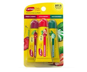 CARMEX 3 variétés de baume à lèvres hydratant - Cerise fraîche, fraise, vert d'hiver frappe 10gr par tube provenant directement des États-Unis