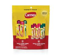 Carmex - Un sachet de 9 baumes à lèvres hydratants avec crème solaire Carmex Daily Care, y compris Wintergreen, Fresh Cherry et Strawberry (3 tubes, 6 barres)