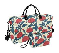 Carnation Ethnique Art Style Mode Décoratif Carry On Personal Item Bag Gym Duffel Bag with Adjustable Strap for Trip 2 Pcs Set maletín de para Mujer
