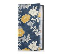 Carnation Lace Étui portefeuille en cuir pour carte d'immatriculation et d'assurance automobile Jaune moutarde et bleu denim