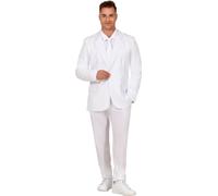 Carnaval Costume Blanc Cravate Pantalon Complet Elégant Style Homme Costume Mode Classique Indispensable Symbole Costume Blanc Carnaval Haute qualité, Taille : 52 - 54 (L) Couleur : Blanc