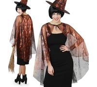 Carnaval Diable Cape d'araignée pour femme Motif toile d'araignée Halloween Costume d'araignée, cuivre, taille unique