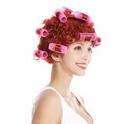 Carnaval Halloween Perruque Femmes Ménagère Bigoudis Cuivre Rouge 4204