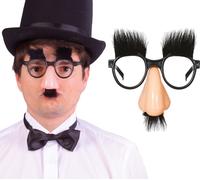 Carnaval Humour Lunettes Sourcils Nez Gag Classique Comédie Fun Lunettes Déguisement Divertissement Nouvel An Accessoire, Couleur : Noir