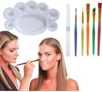 Carnaval Joyeux anniversaire Set Pinceau Palette Spatule Visage Art Créatif Maquillage Coloriage, Couleur : Multicolore