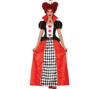 Carnaval Reine Coeur World Book Day Costume Reine de conte de fées robe rouge col Fantastique personnage d'aventure Costume de carnaval jeu de rôle adulte Mardi gras drame amusant, Taille : 38 - 40 (M