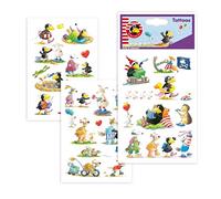 Carnaval Teufel Lot de 3 feuilles de tatouages autocollants pour la peau Motif petit corbeau Idée cadeau d'anniversaire 30 autocollants individuels Application facile à enlever