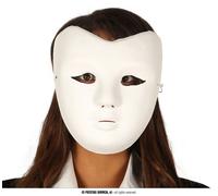 Carnaval Venise Mascarade Costume de Mardi Gras Elégant Couvre-visage Blanc Théâtral Fête Accessoire Plastique Célébration Adulte Halloween Vénitien Unie Mystérieux, Couleur : Blanc