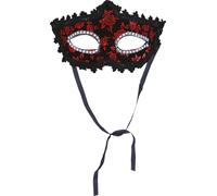 Carnaval Venise Masque Élégance Roses Noir Masque pour les yeux Mystique Rouge Costume, Couleur : Noir