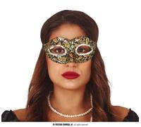Carnaval Venise Masque Noir Or Argent Costume Accessoire Nuit de bal glamour, couleur : or