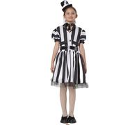 Carnavalife Bitelchus Déguisement pour fille avec robe à rayures blanches et noires pour enfant Tim Burton pour Halloween, carnaval, fête à thème, cosplay (robe Bitelchus robe, 10-12 ans)