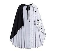 Carnavalife Cape Cruella Devil Perruque noire et blanche avec longs gants rouges et cigarette cruelle pour adulte Halloween (couche 90 cm)
