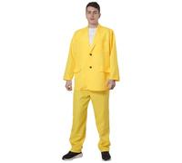 Carnavalife Costume de gangster jaune pour homme des années 90 avec veste et pantalon pour Halloween, cosplay, bob, coccinelle (taille M)