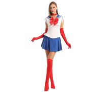 Carnavalife Costume de Sailor Moon, Costume de Cosplay Tsukino Usagi Femme, Ensemble Complet de 8 Pièces avec Accessoires, Taille M, Pour Halloween et Carnaval
