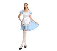 Carnavalife Déguisement Alice au pays des merveilles pour adulte avec tablier de cartes et bas blancs jusqu'à la cuisse, cosplay, fête, Halloween, carnaval (L, Alice avec collants)