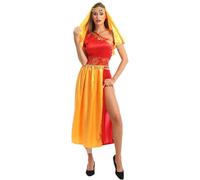 Carnavalife Déguisement Hindu pour femme adulte orange, costume hindou, indien, mouchoir avec paillettes (S, Hindou adulte)