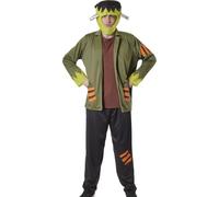 Carnavalife Frankenstein Déguisement de monstre Franky vert pour homme avec t-shirt, bonnet, veste et pantalon pour Halloween, carnaval Taille XL