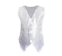Carnavalife Gilet pailleté pour enfant hip hop - Costume de fête dansante fin d'année 1 à 12 ans (FR/ES, âge 4 ans, régulier, argent)