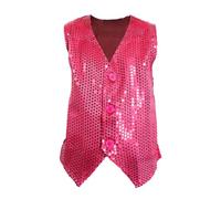 Carnavalife Gilet pailleté pour enfant hip hop pour fête dansante fin d'année 1 à 12 ans (fuchsia, 4-6 ans)