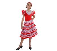 Carnavalife Robe de flamenco sévillane pour bébé et fille avec motif à pois, 1-14 ans (rouge/blanc, 12 ans)