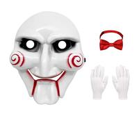 Carnavalife Saw Killer Masque d'Halloween, Masque d'Halloween, Masque d'Halloween, Masque d'horreur (Masque Saw + Serviette + Gants )