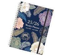 Carnet à anneaux, carnet de printemps, agenda A5 avec couverture épaisse, motif fleurs spirales, pour notes anglaises, juillet 2025-juin 2026, pour bureau, croquis, notes sur le terrain